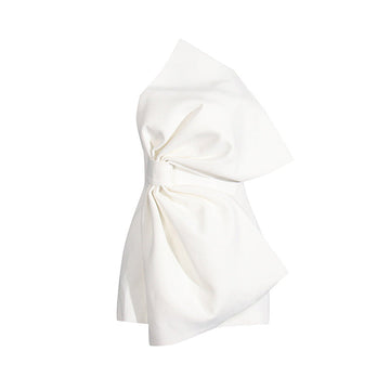 Famous Wind 2025 Spring New Bow Bra Design Personality Short Color Light Luxury Dress Woman